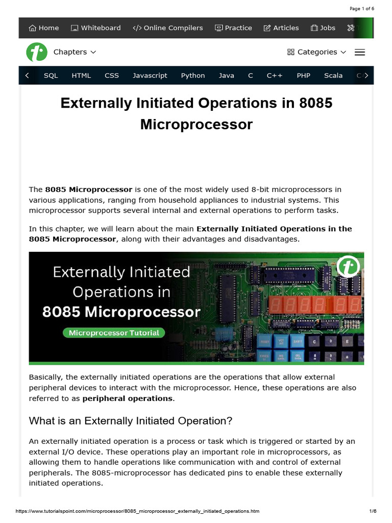 Externally Initiated Operations in 8085 Microprocessor | PDF | Office ...