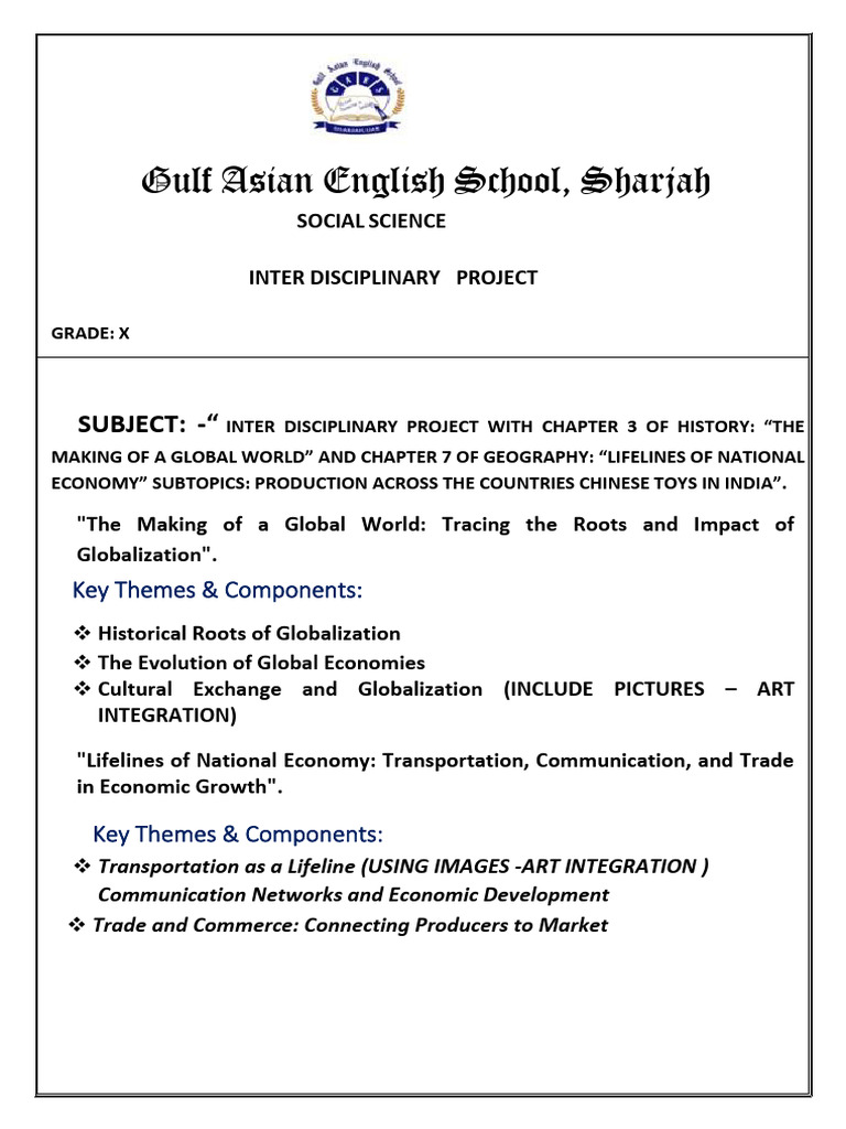 Interdisciplinary Project-Grade 10 | PDF