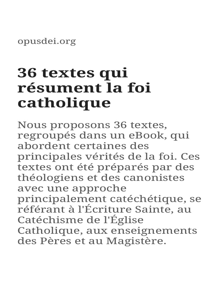 36 Textes Qui Resument La Foi Catholique | PDF | Grâce (christianisme ...