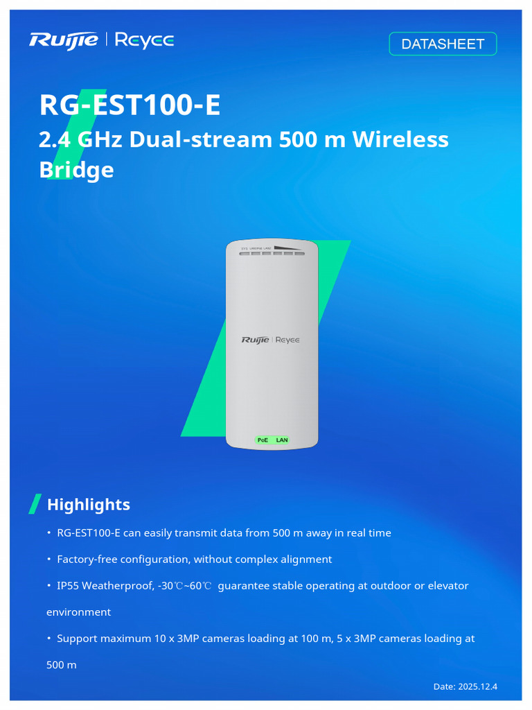 RG EST100 E - Datasheet - Official - 2025 12 04 | PDF | Wi Fi | Ieee 802.11