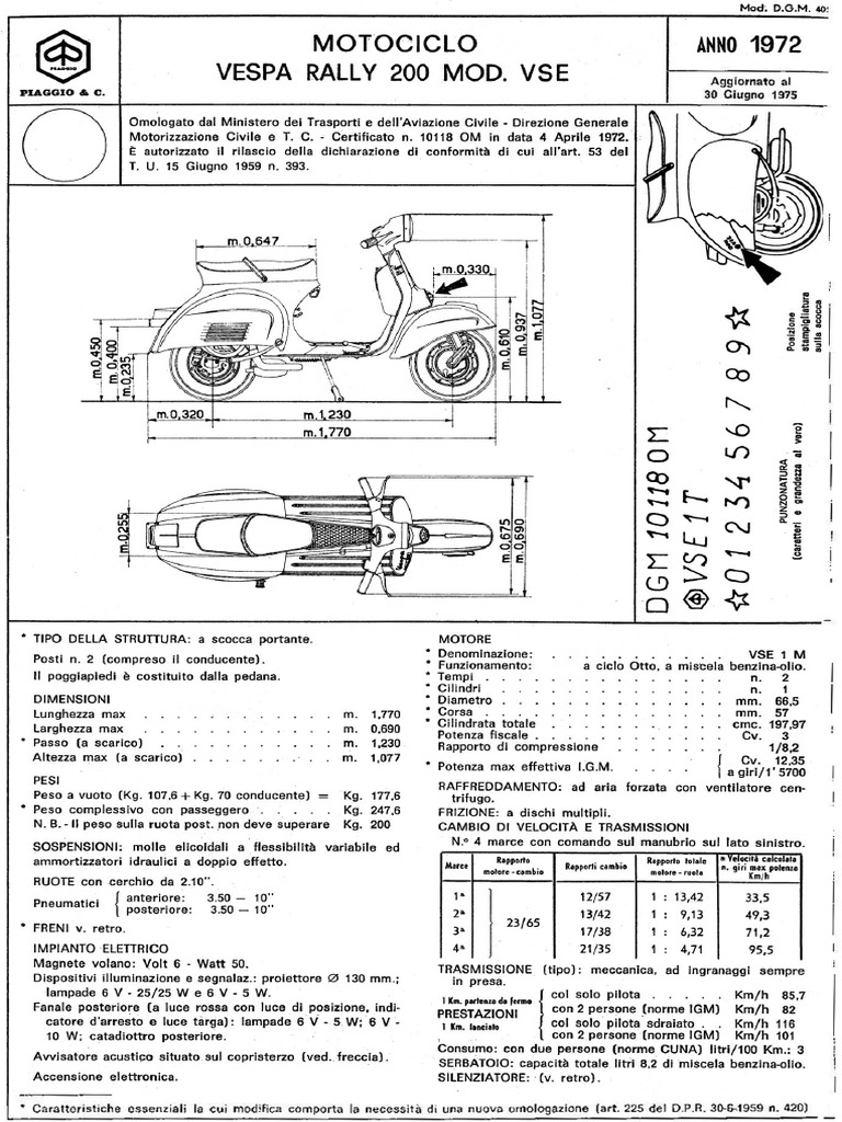 Vespa 200 Rally Vse1t 75 | PDF