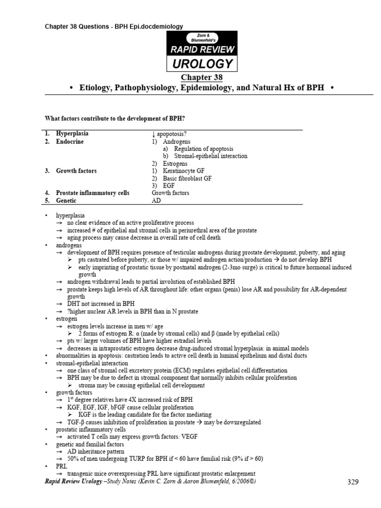 38 Pathophysiology BPH Epi | PDF | Prostate | Androgen