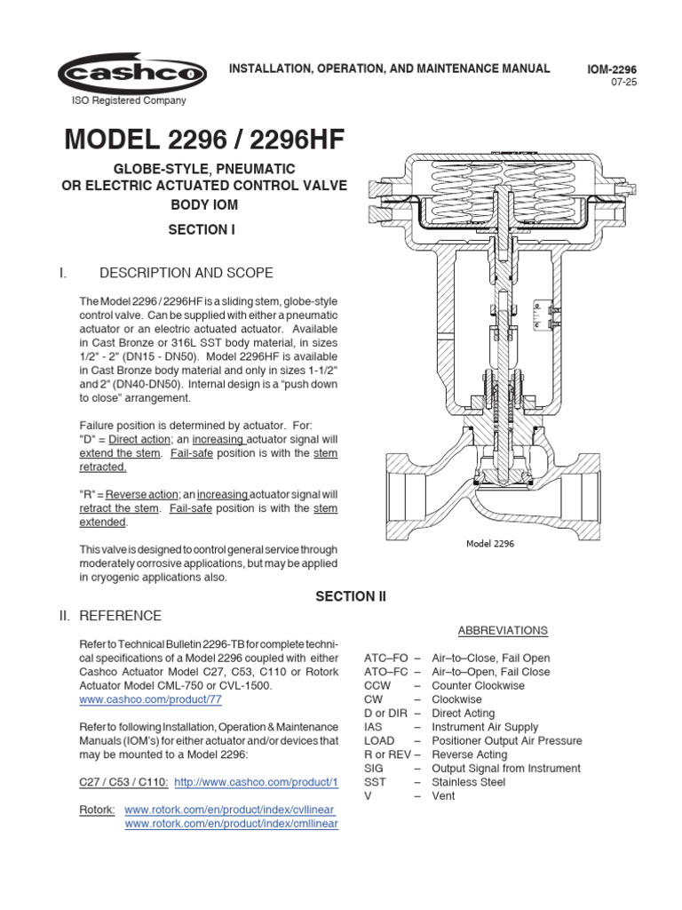 2296 Iom | PDF | Valve | Pipe (Fluid Conveyance)
