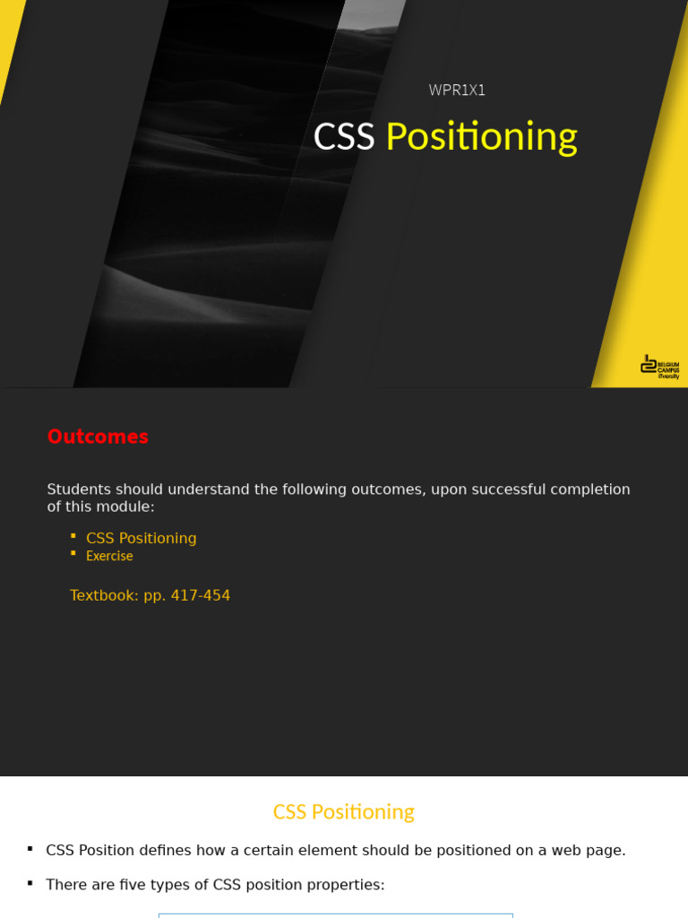 12 - WPR1X1 - CSS Positioning | PDF | Html | Computing