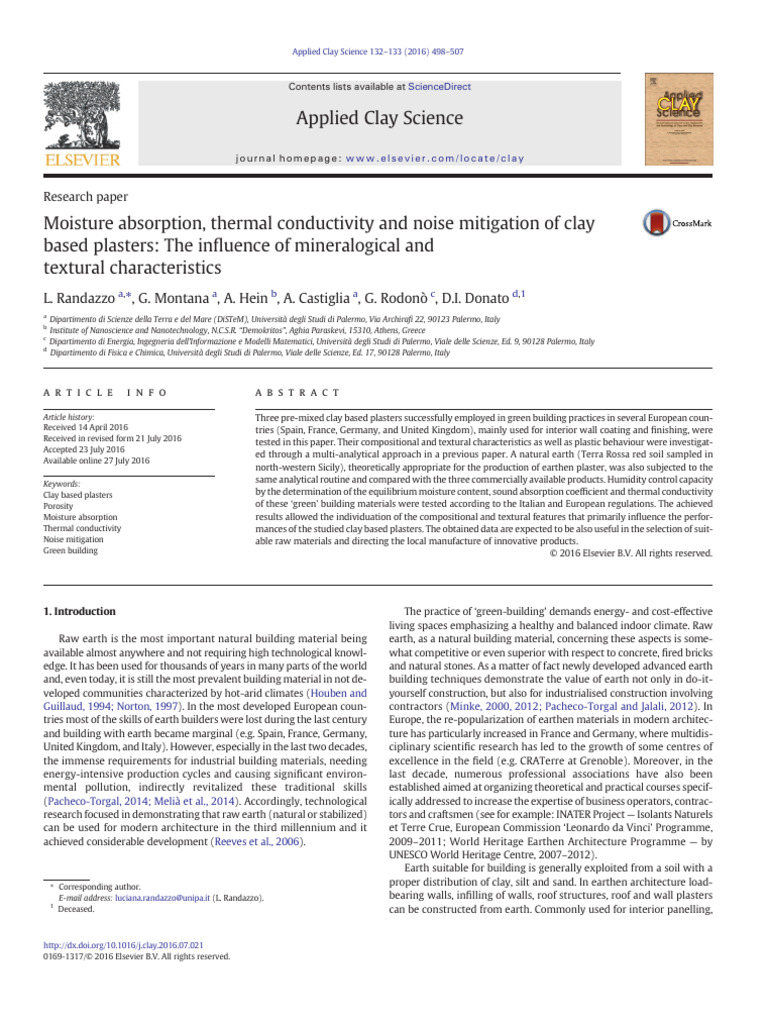 Moisture Absorption, Thermal Conductivity and Noise Mitigation of Clay ...