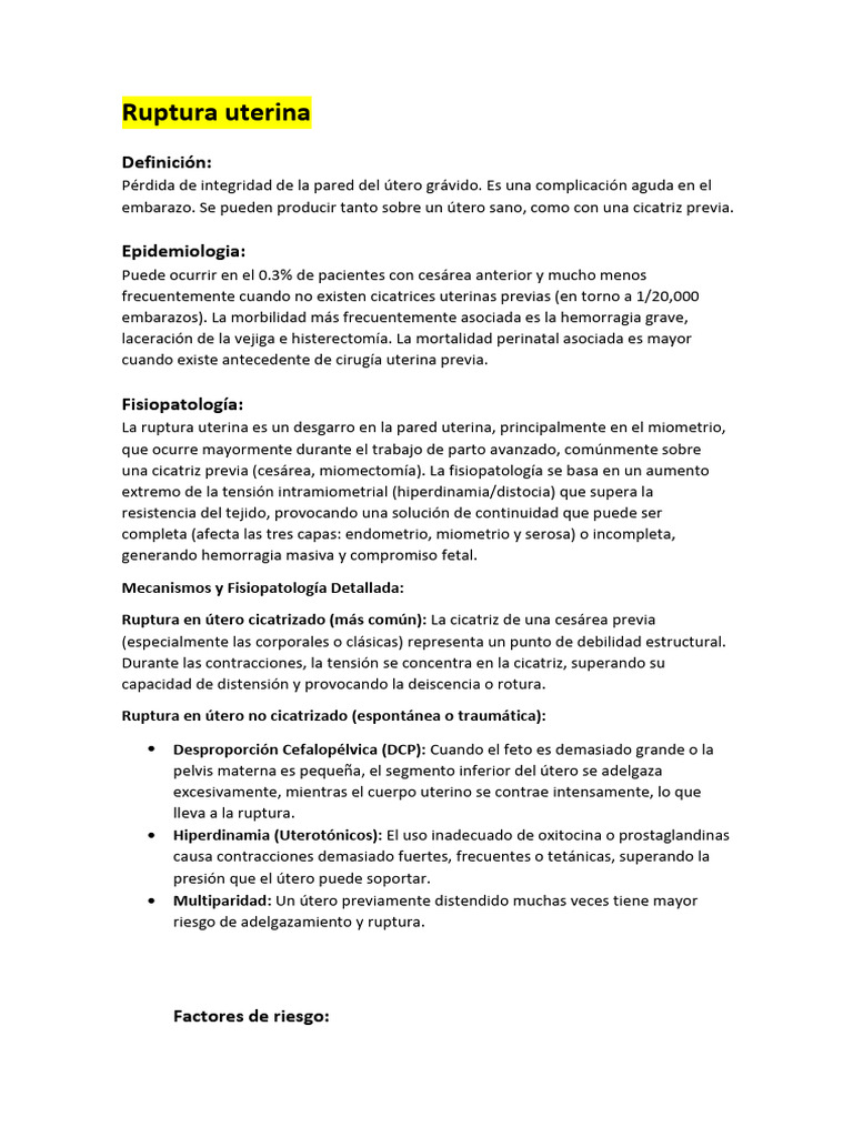 Ruptura Uterina | PDF | Parto | Seccion de cesárea
