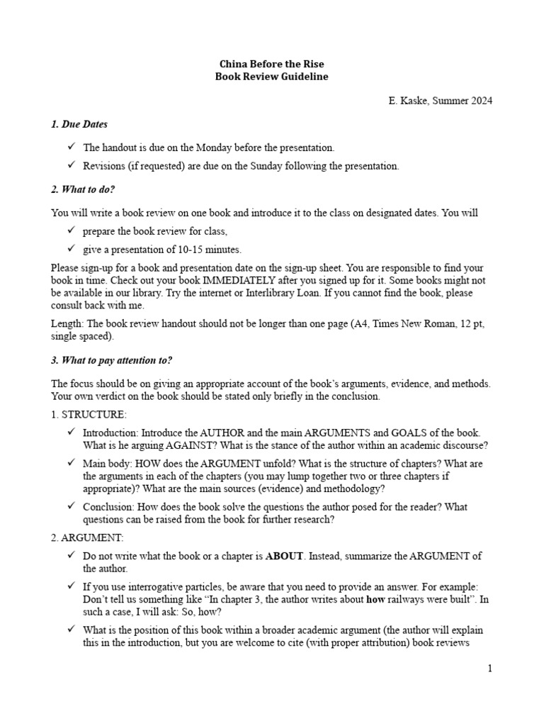 Book Review Guideline | PDF | Citation | Books
