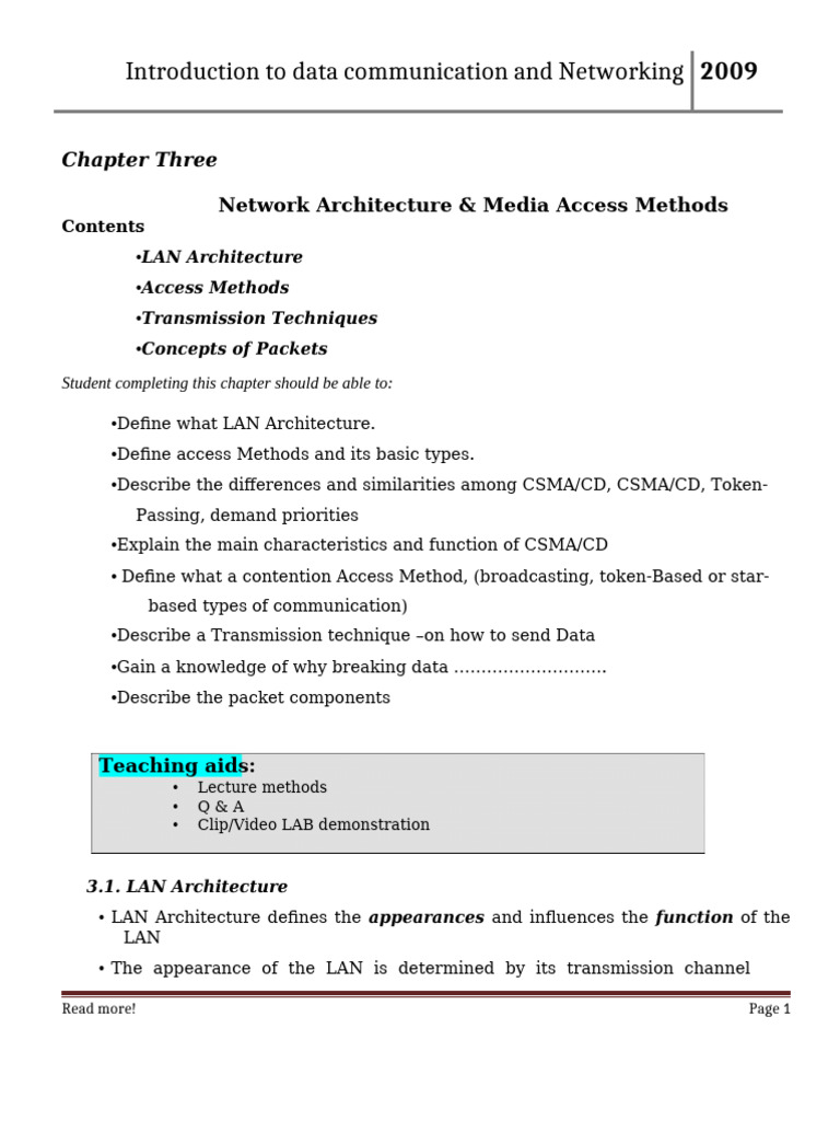Chapter 3-Media Access Methods | PDF | Computer Network | Channel ...