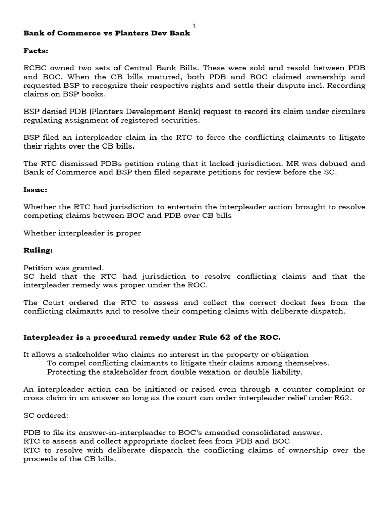 Bank of Commerce vs Planters Dev Bank | PDF