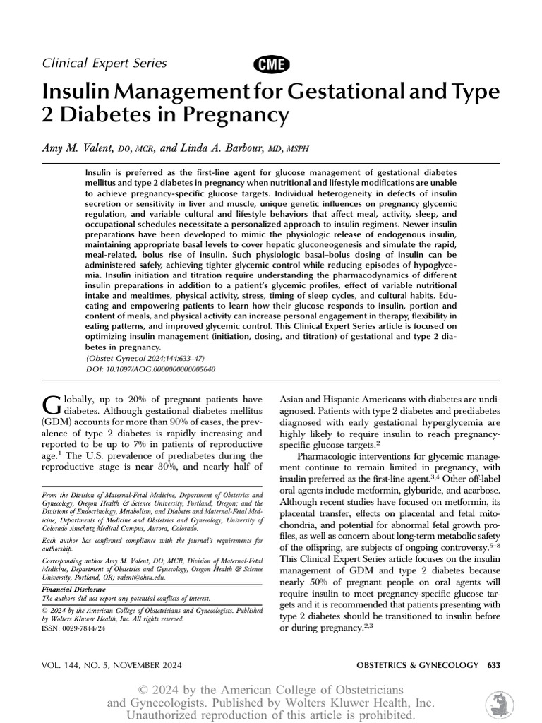 Insulin Management For Gestational and Type 2 Diabetes in Pregnancy ...