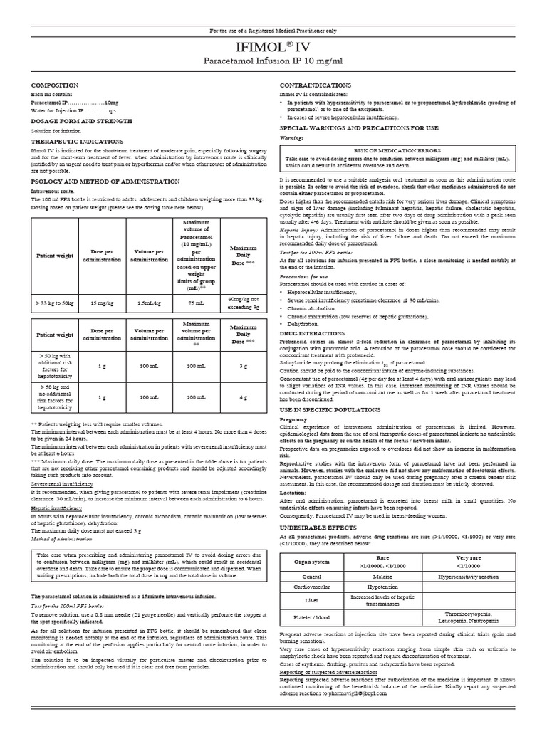 Ifimol-IV_PI_India_September-2021_Ver-00 | PDF | Dose (Biochemistry ...