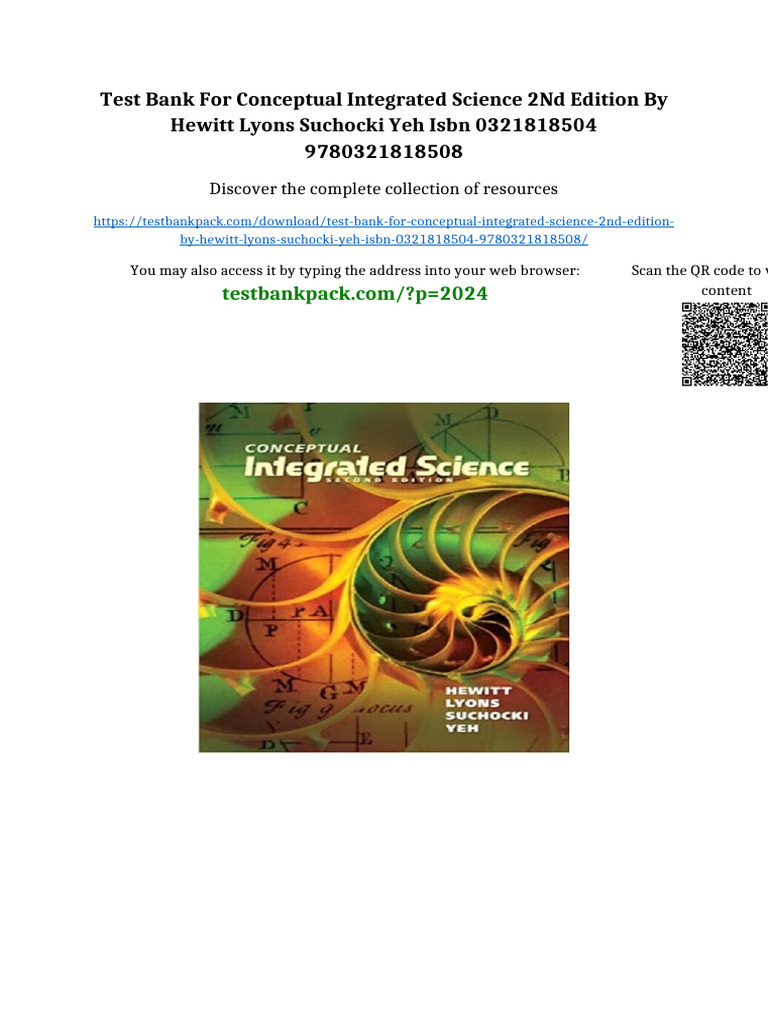 Test Bank for Conceptual Integrated Science 2nd Edition by Hewitt Lyons ...