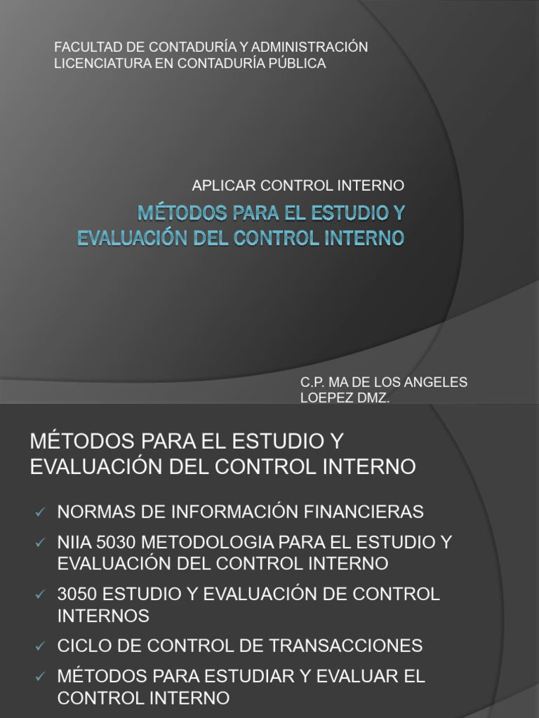 2 Métodos para El Estudio y Evaluación Del Control Interno 2 | PDF ...