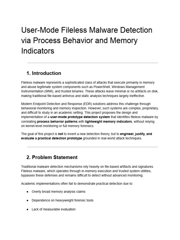Proposal 4 - User-Mode Fileless Malware Detection Via Process Behavior ...