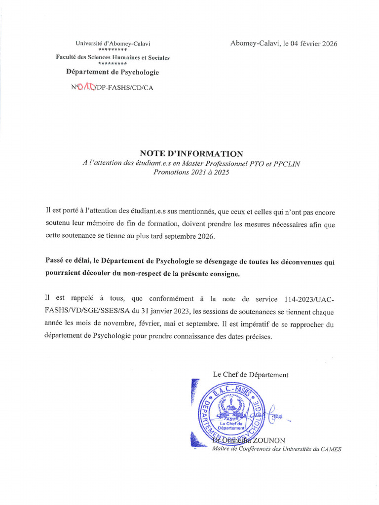 Note Information Master Professionnel | PDF