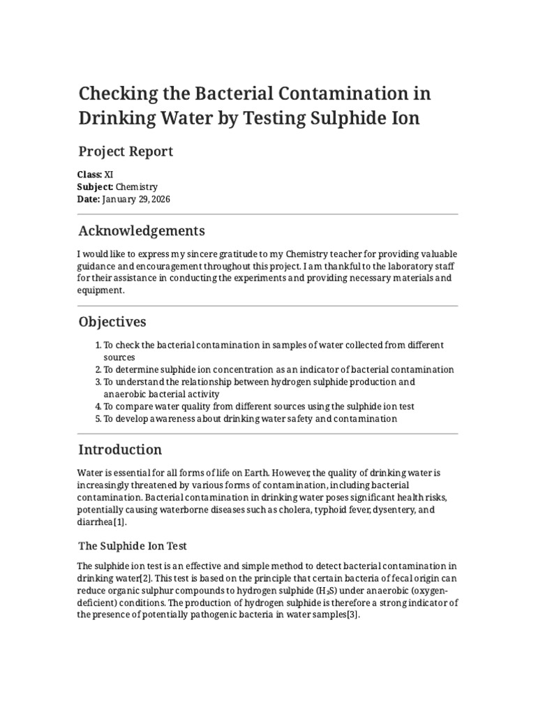 Bacterial Contamination Water Analysis | PDF | Drinking Water | Water