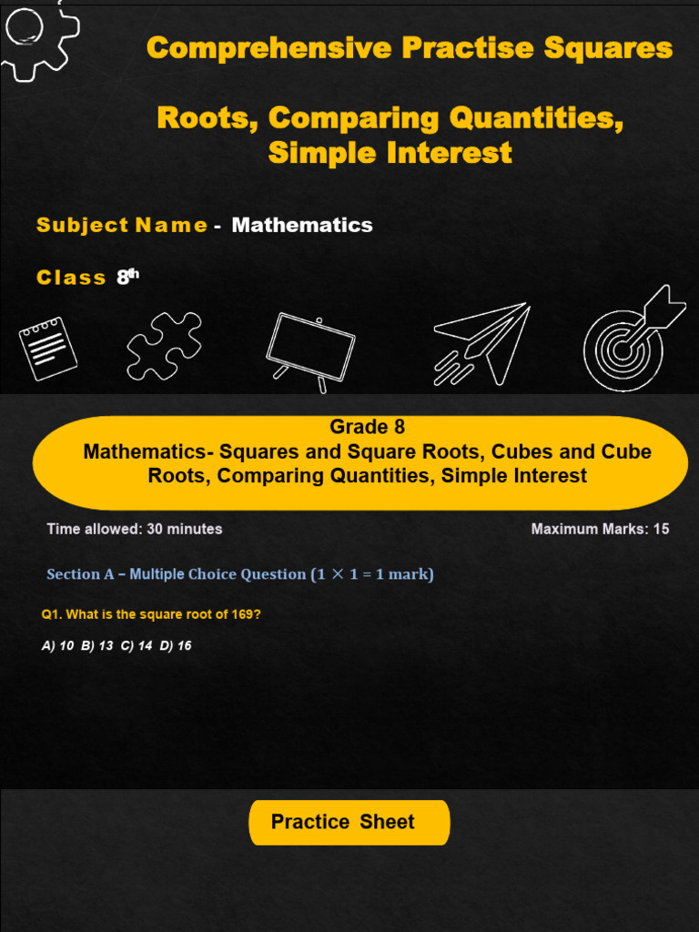 Class 8 Math Squares Cubes Interest Quantities (1) | PDF