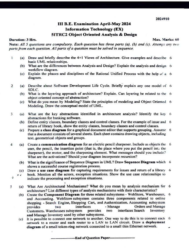 Ooad All Pvqs (Msts + Endsems) | PDF | Use Case | I Tunes