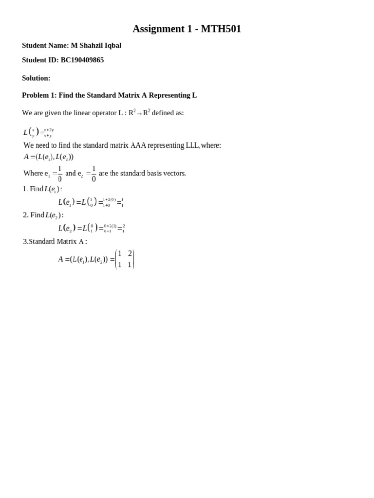 MTH501 Assignment 1 Nov 25 | PDF