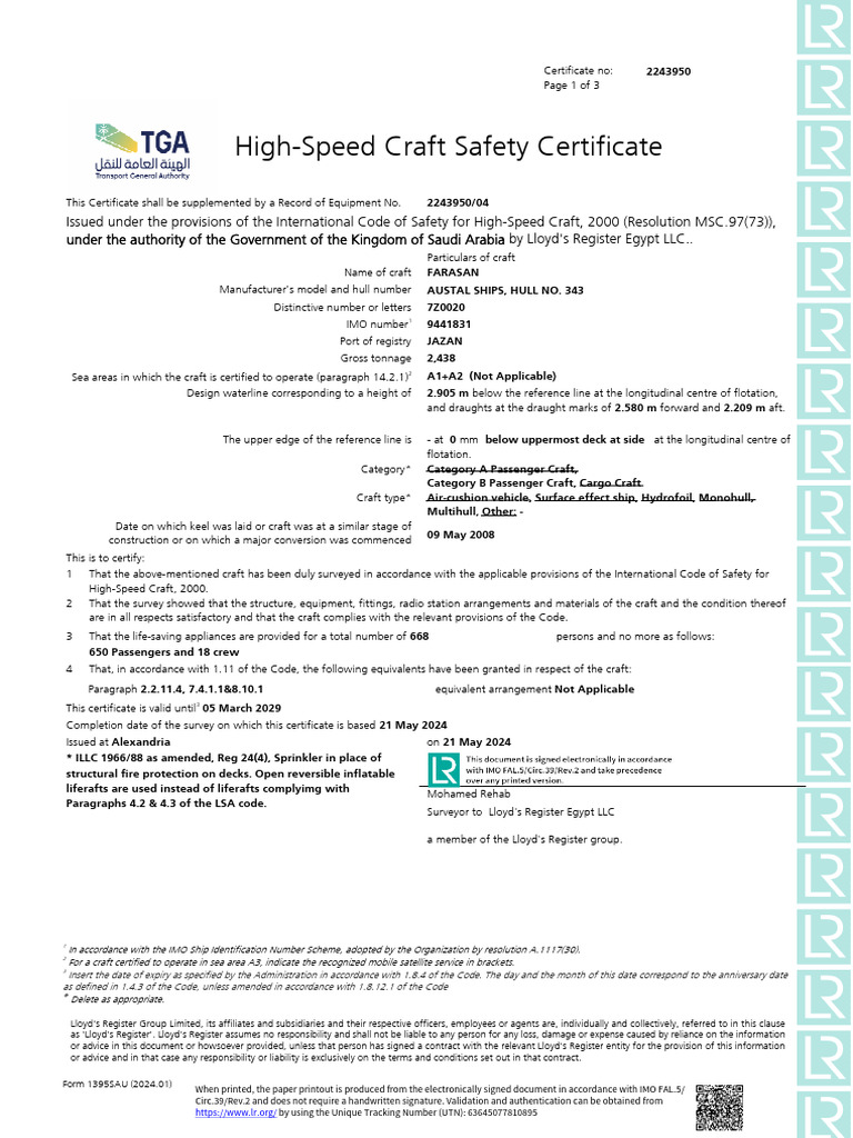 SIGNED_High-Speed Craft Safety Certificate (2000 HSC Code)_2243950 ...