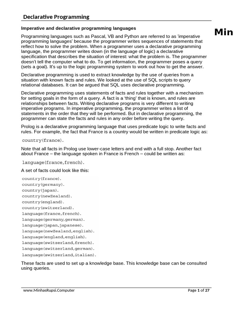 9 - Declarative Programming - A2 - Paper 4 - 9618 | PDF | Software ...