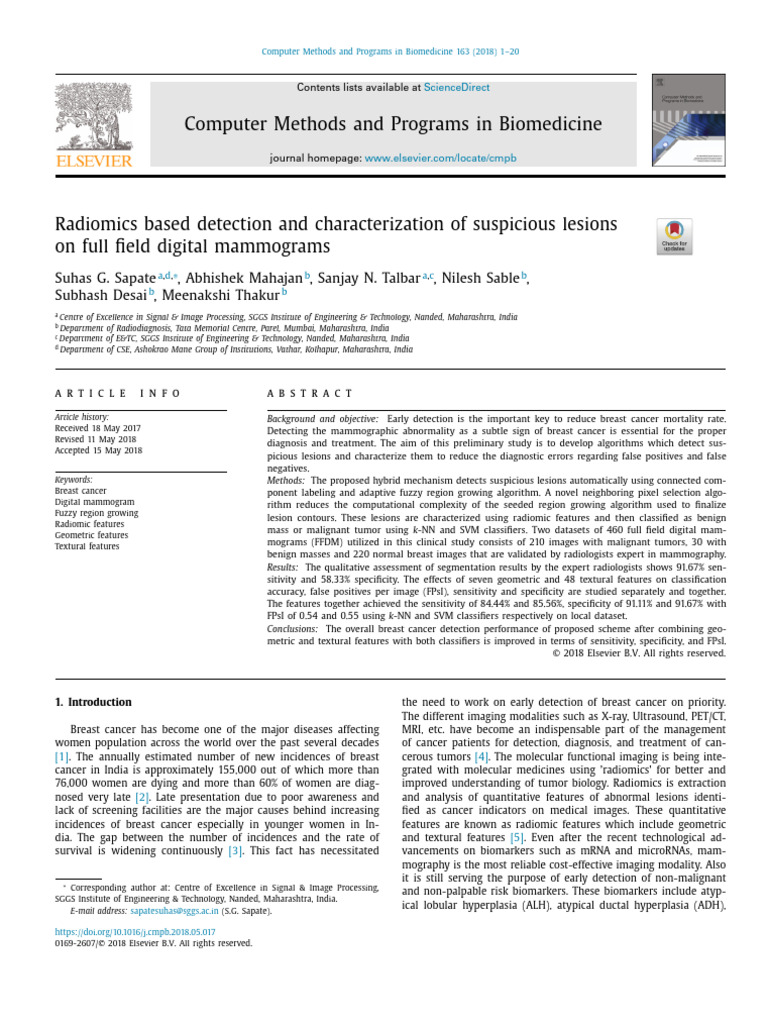 Radiomics Based Detection and Characterization of Suspicious Lesions On ...