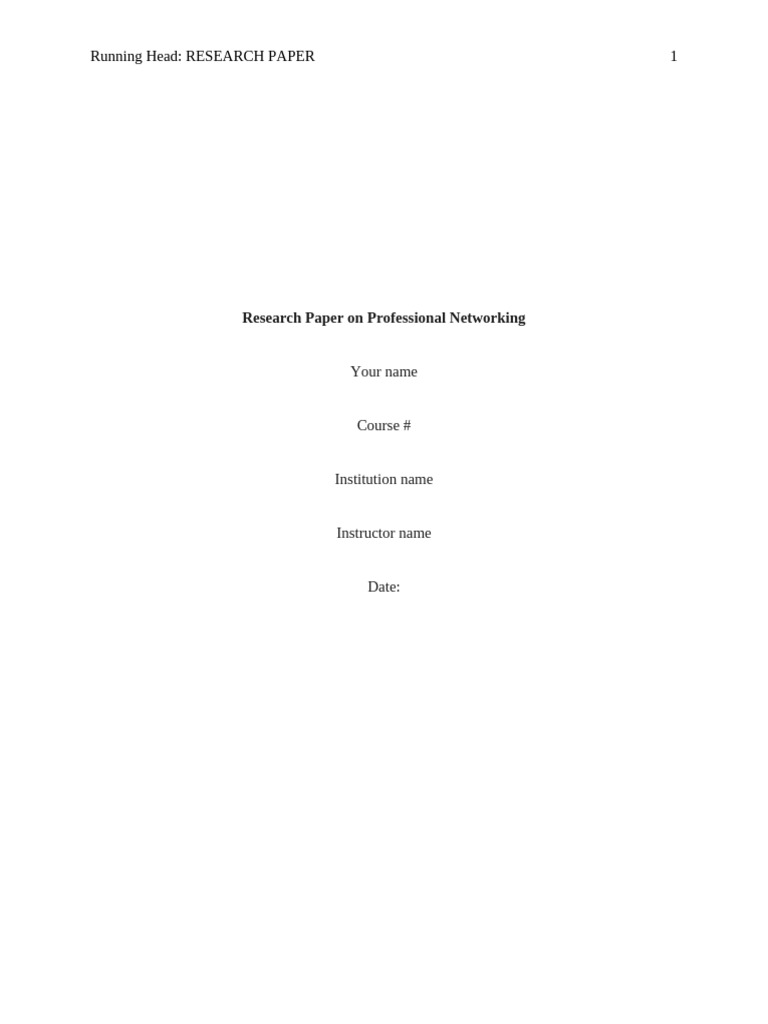 Research Paper on Professional Networking 398 | PDF | Leadership ...