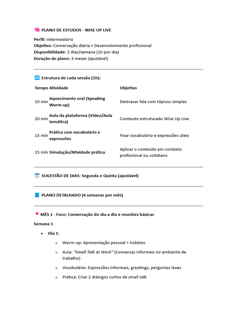 Plano de Estudos | PDF