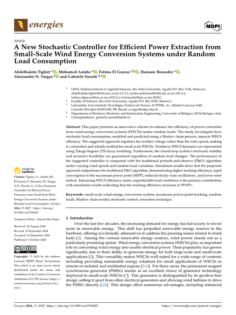 A New Stochastic Controller for Efficient Power Extraction From Small ...