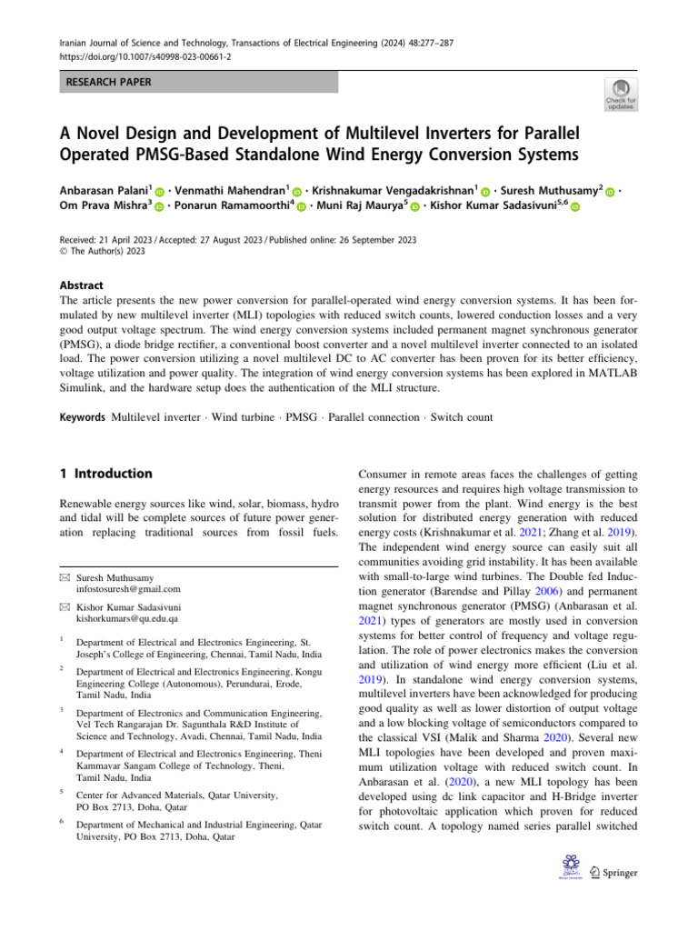 A Novel Design and Development of Multilevel Inverters for Parallel ...