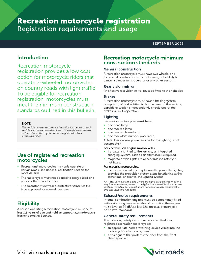 Recreational Motorcycle Registration | PDF | Motorcycle | Vehicles