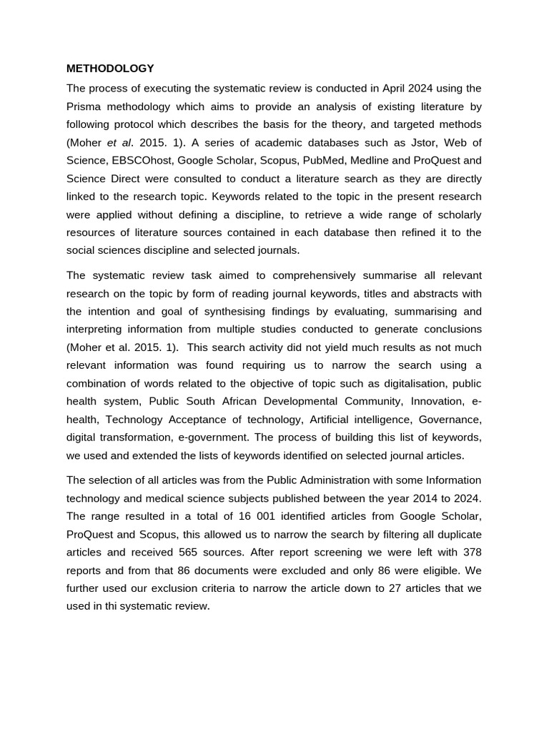 Methodology Draft 31 May 2024 | PDF | Systematic Review | Information ...