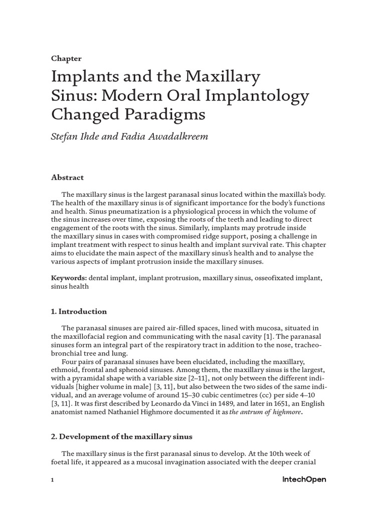 Implants and The Maxillary Sinus | PDF | Dental Implant | Human Nose