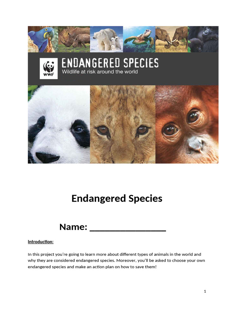 Project H2 P2 Endangered Species | PDF | Climate Change | Endangered ...