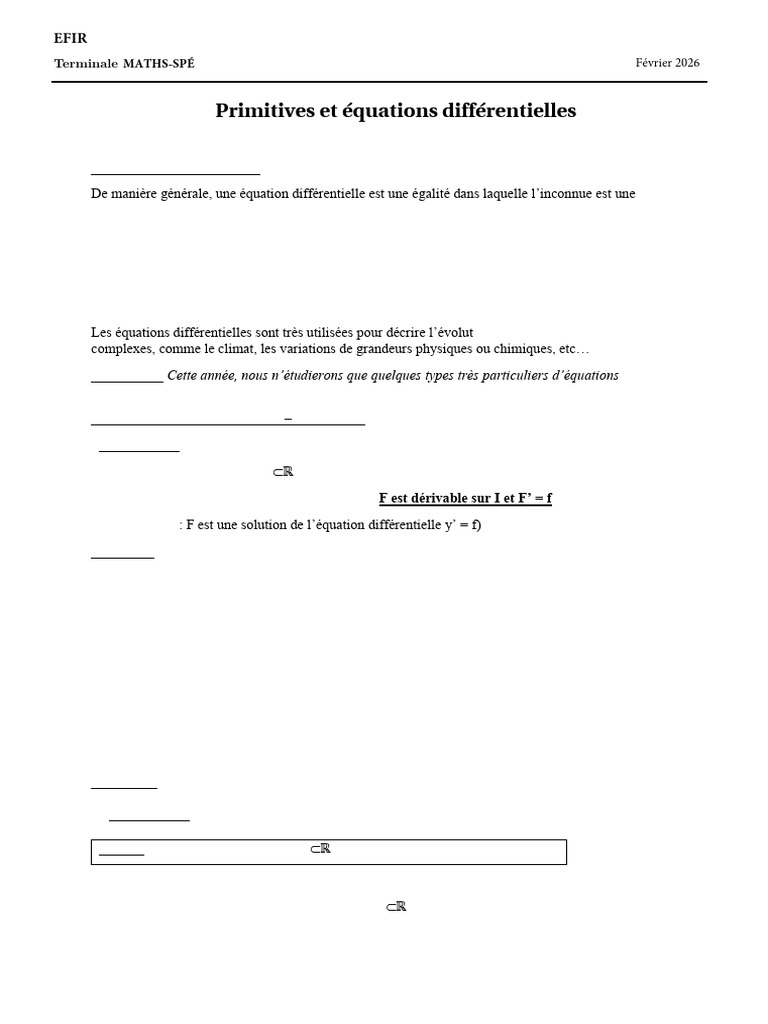 Cours - Primitives - Equa - Diff - MATHS-SPÉ - 02-2026 | PDF | Fonction ...