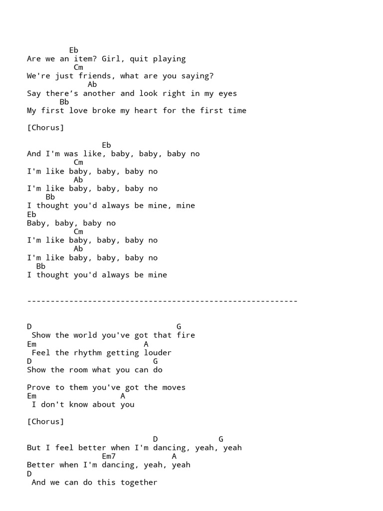 Justin Bieber - Baby - Chords | PDF | Recorded Music | Sound Recording