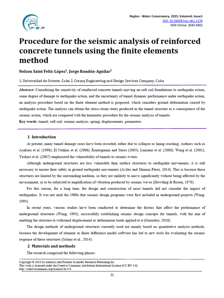 Procedure For The Seismic Analysis - Tunnels - Saint | PDF | Bending ...