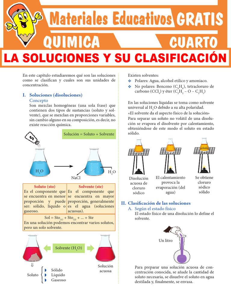 La Soluciones y Su Clasificación para Cuarto Grado de Secundaria | PDF ...