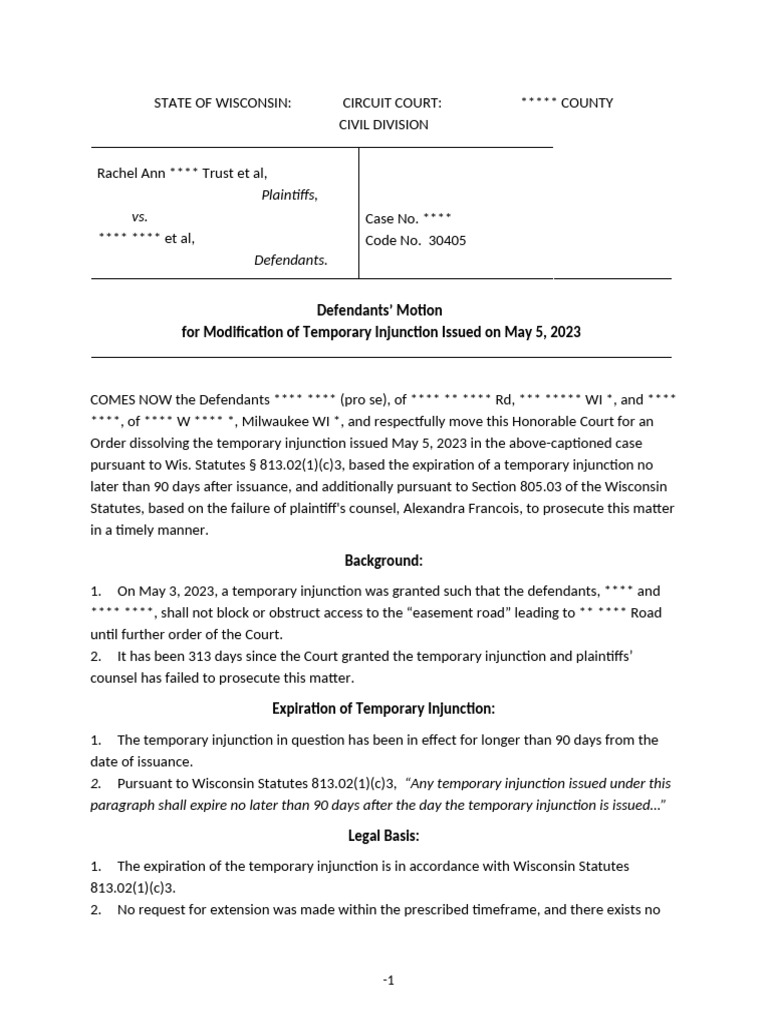 Motion To Dissolve Temporary Injunction | PDF | Injunction | Law Of The ...