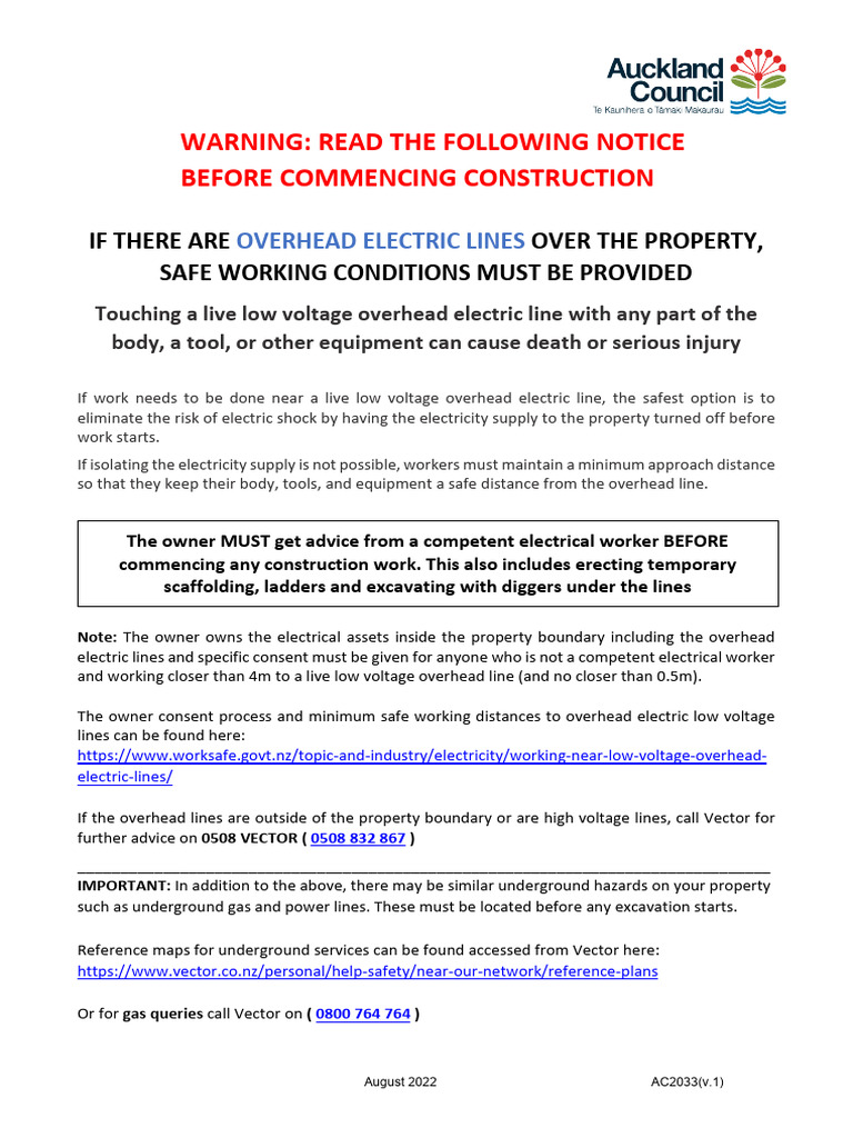 AC2033 Warning Notice - Overhead Powerlines v.1 | PDF