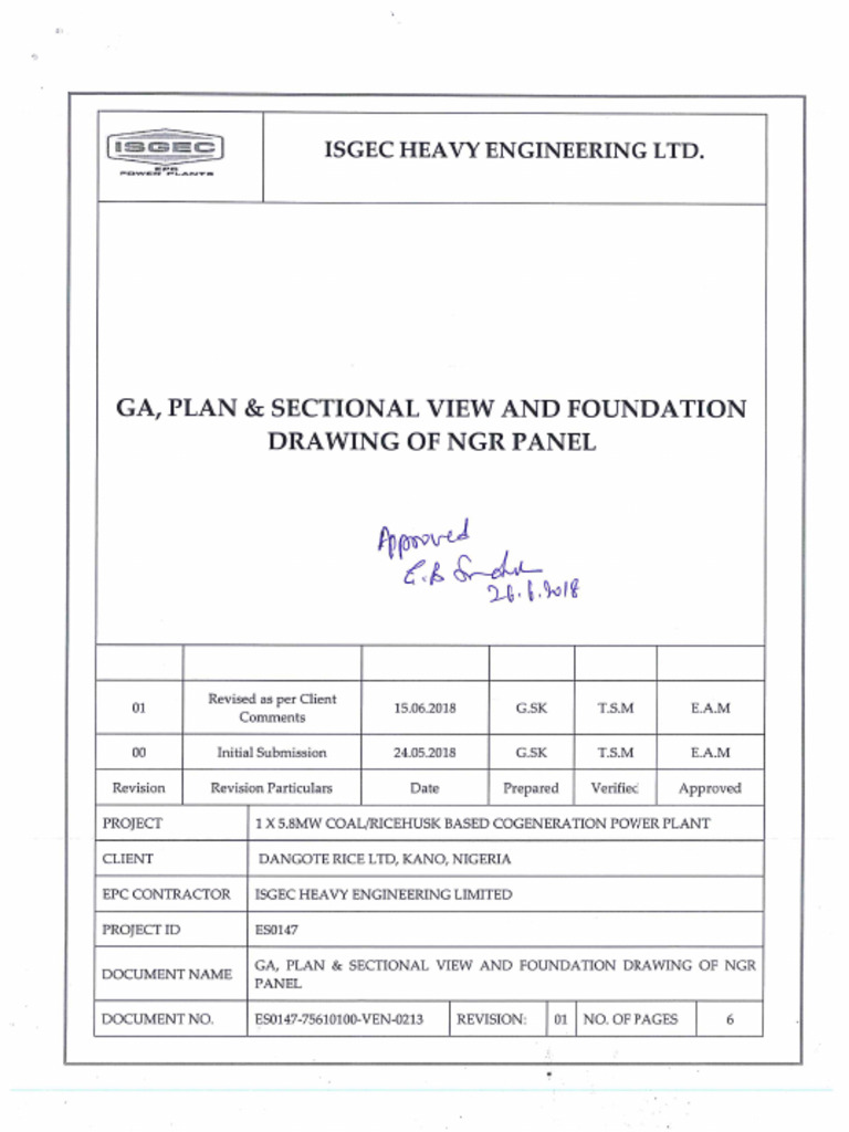 Approved NGR Panel GA, Plan and Section View and Foundtion Drawing | PDF