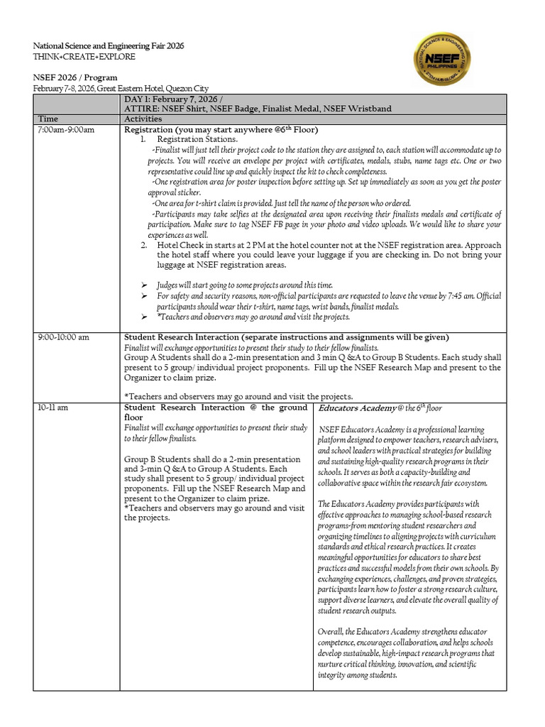 Program - Final Nsef 2026 | PDF | Mentorship