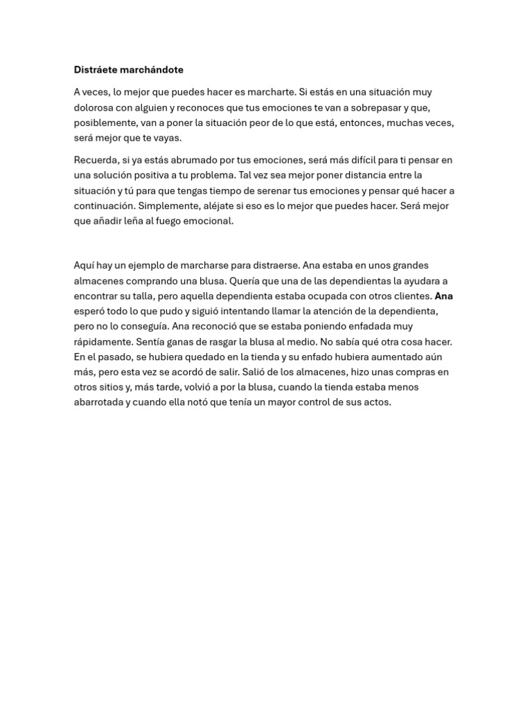 Distráete Marchándote | PDF | Pensamiento | Las emociones