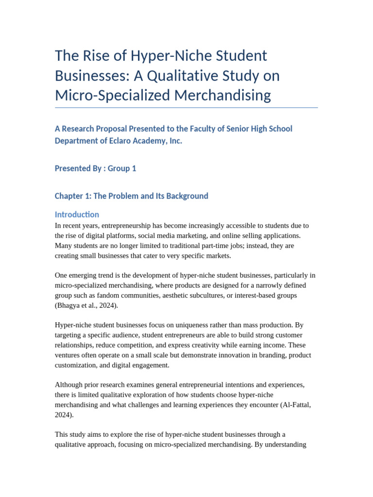 The Rise of Hyper-Niche Student Businesses A Qualitative Study On Micro ...