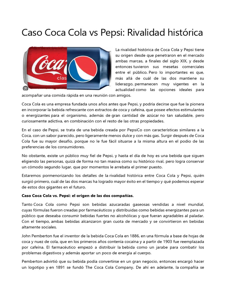 Caso Coca Cola vs Pepsi-1 | PDF | Pepsi | Coca Cola
