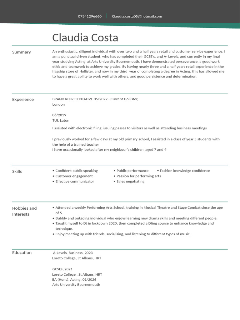 Claudia Costa CV | PDF