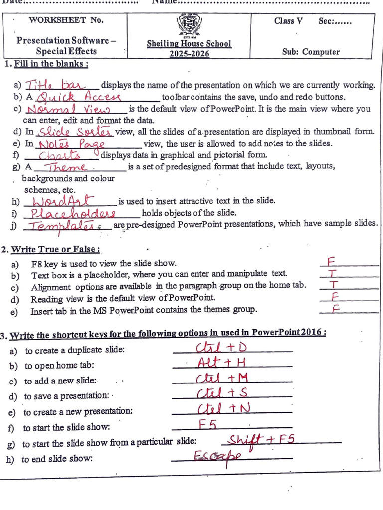 CL 5 Worksheet Solution | PDF | Microsoft Power Point | Software ...