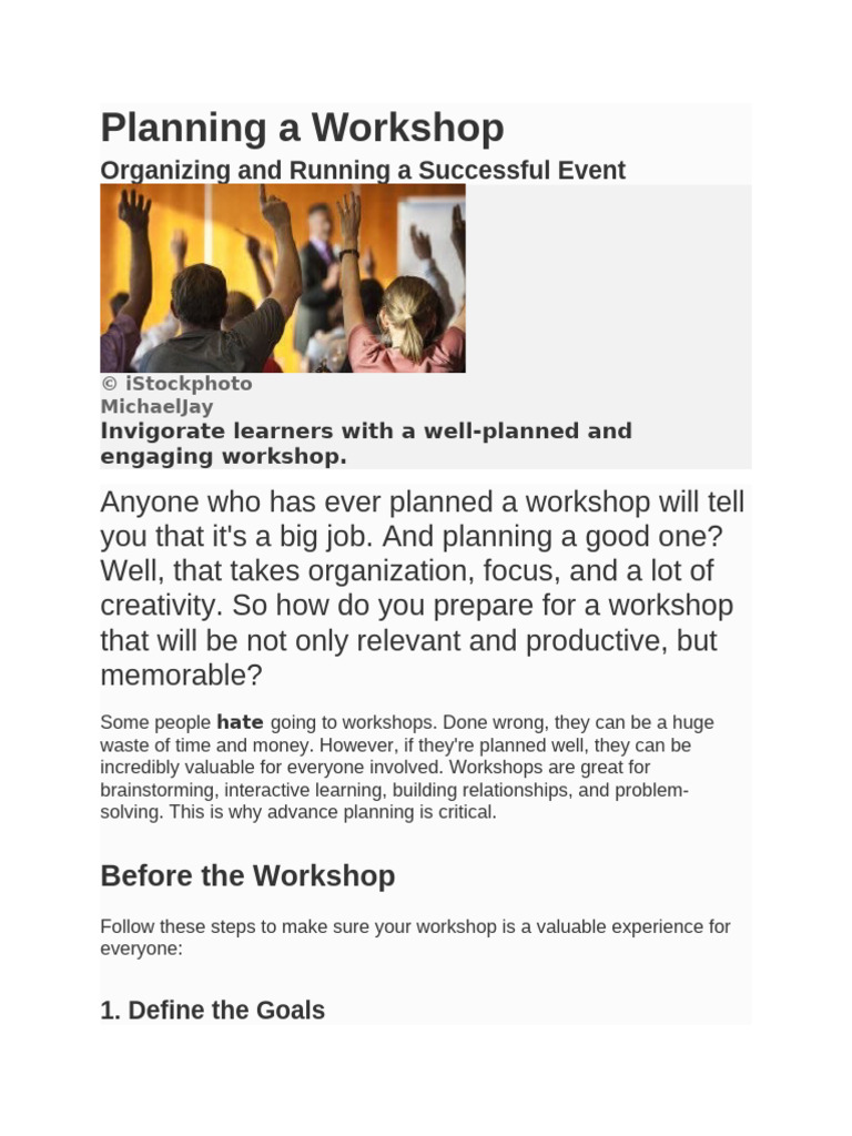 Planning A Workshop | PDF | Cognitive Science | Human Communication