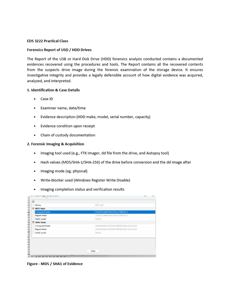 Report of Windows Autopsy Forensic Analysis EDS 3222. | PDF