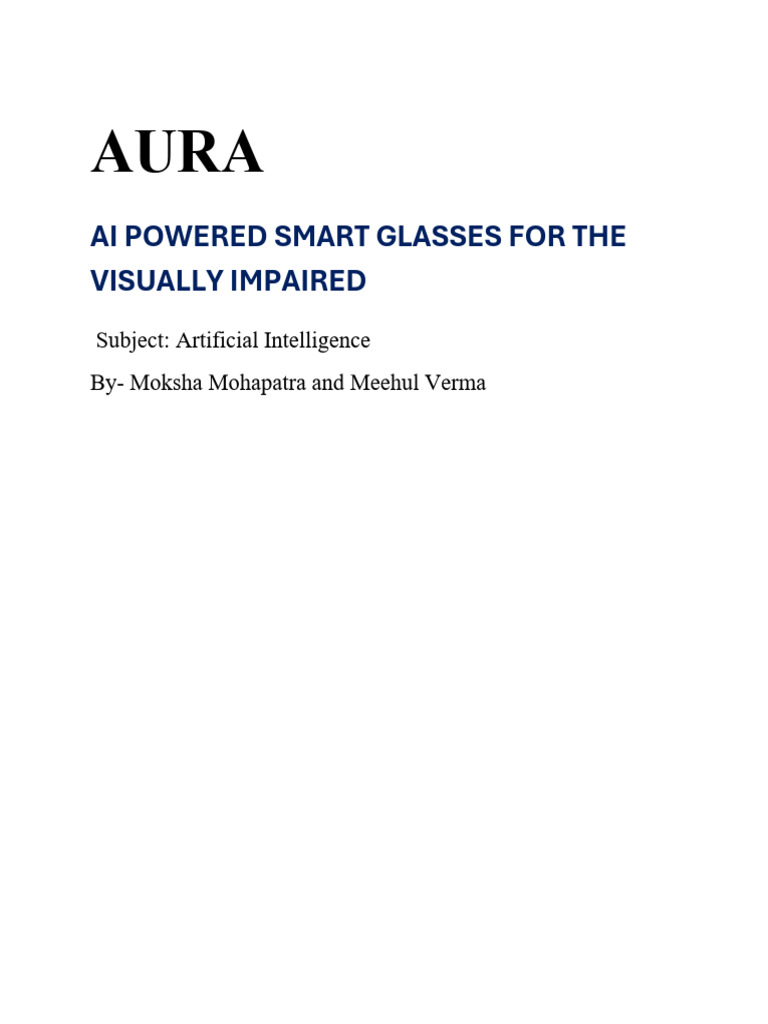 Auraai Powered Smart Glasses for the Visually Impaired | PDF ...